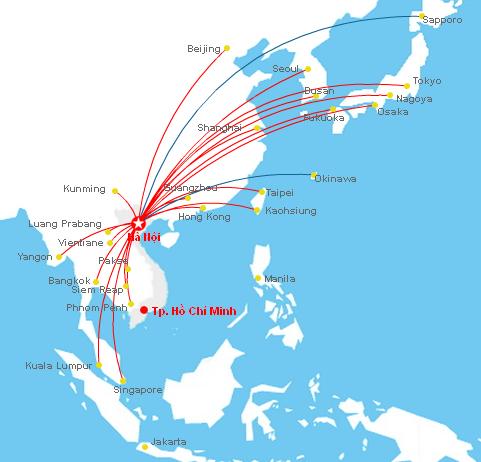 đường bay của hãng hàng không vietnam airlines